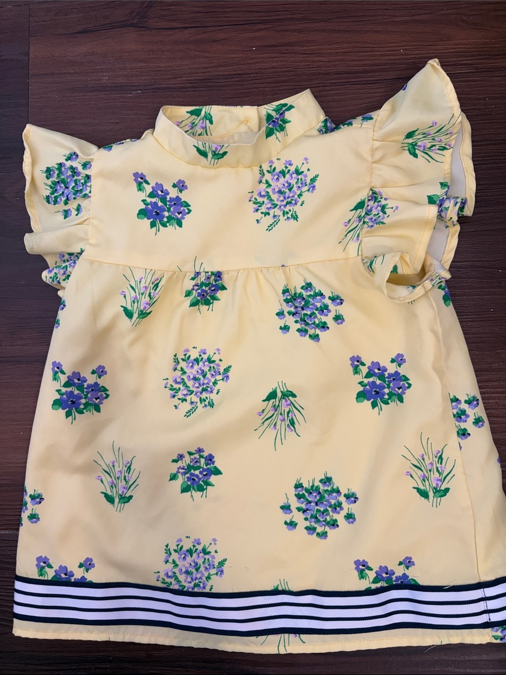 Janie and Jack Yellow Floral Ruffle Sleeve Blouse